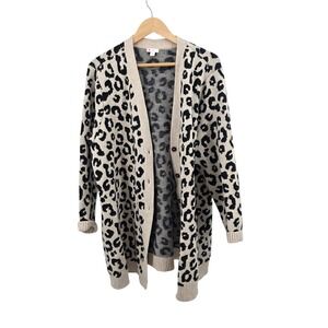 J.Jill‎ Leopard Print Knit Cardigan Sweater Open Front Button 3X Plus Size